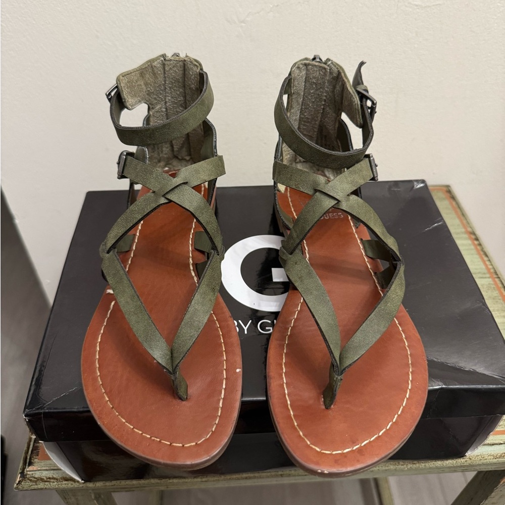Guess Olive Green Strappy Gladiator Sandals
